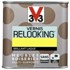 V33 Vernis Relooking Jaune Fluo Brillant Laque 0,5 L - Jaune Fluo