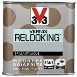 V33 Vernis Relooking Zinc Brillant Laque 0,5 L - Zinc