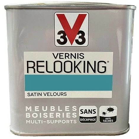 V33 Vernis Relooking Turquoise Tropical Satin Velours 0,5 L - Turquoise Tropical 3 V33 Vernis Relooking Turquoise Tropical Satin Velours 0,5 L - Turquoise Tropical
