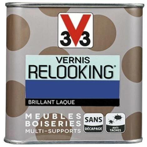 V33 Vernis Relooking Bleu électrique Brillant Laque 0,5 L - Bleu électrique 3 V33 Vernis Relooking Bleu électrique Brillant Laque 0,5 L - Bleu électrique