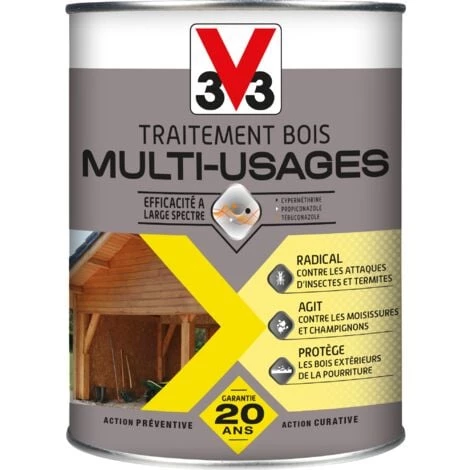 Traitements Bois Multi-usages Incolore 1L V33 3 Traitements Bois Multi-usages Incolore 1L V33