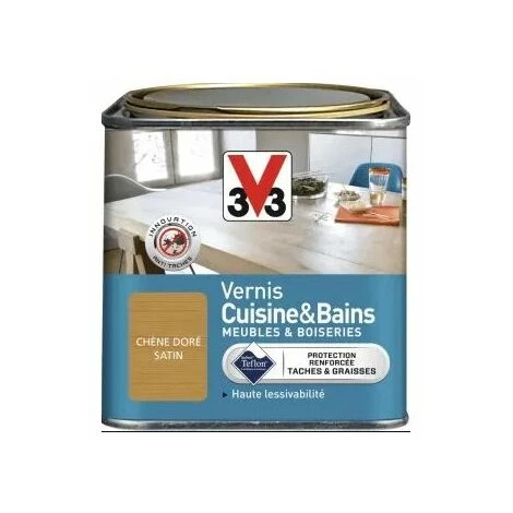 V33 Vernis Cuisine & Bains Chêne Doré | 0,25 L Finition : Satin - Chêne Doré 3 V33 Vernis Cuisine & Bains Chêne Doré | 0,25 L Finition : Satin - Chêne Doré