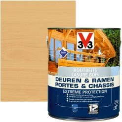 Lasure V33 Portes & Châssis Extreme Protection Chêne Clair Satiné 2,5L - Chêne Clair