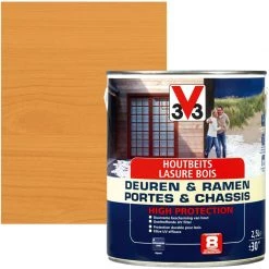 Lasure V33 Portes & Châssis High Protection Chêne Moyen Satiné 2,5L - Chêne Moyen