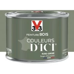Peinture Bois V33 Couleurs D'ICI Kaki Grisé 0,125 L - Kaki Grisé