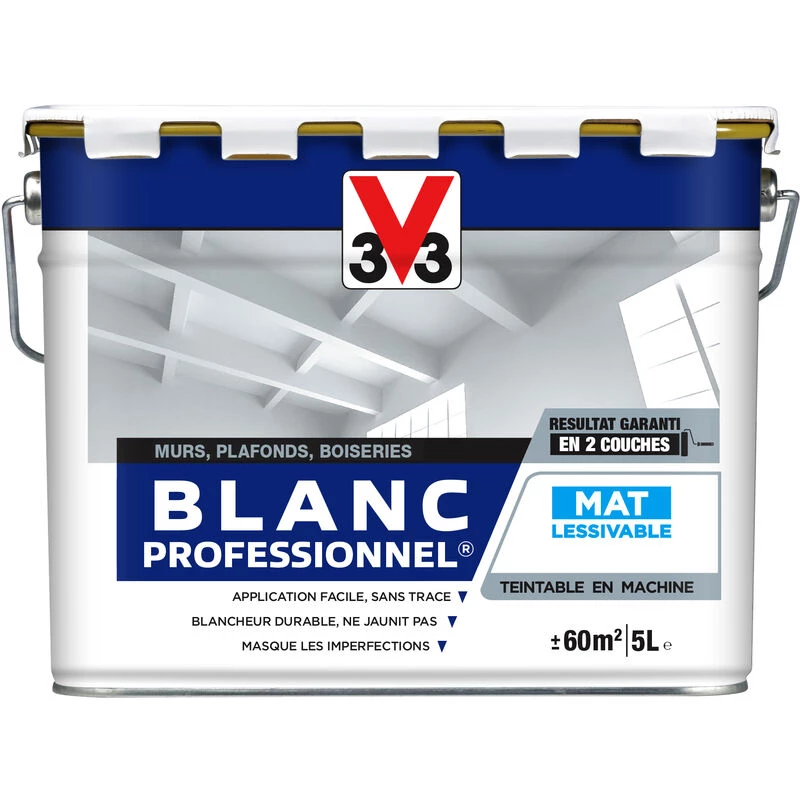 Peinture Intérieure Blanc Professionnel® Blanc Mat 10 L V33 - Blanc 3 Peinture Intérieure Blanc Professionnel® Blanc Mat 10 L V33 - Blanc