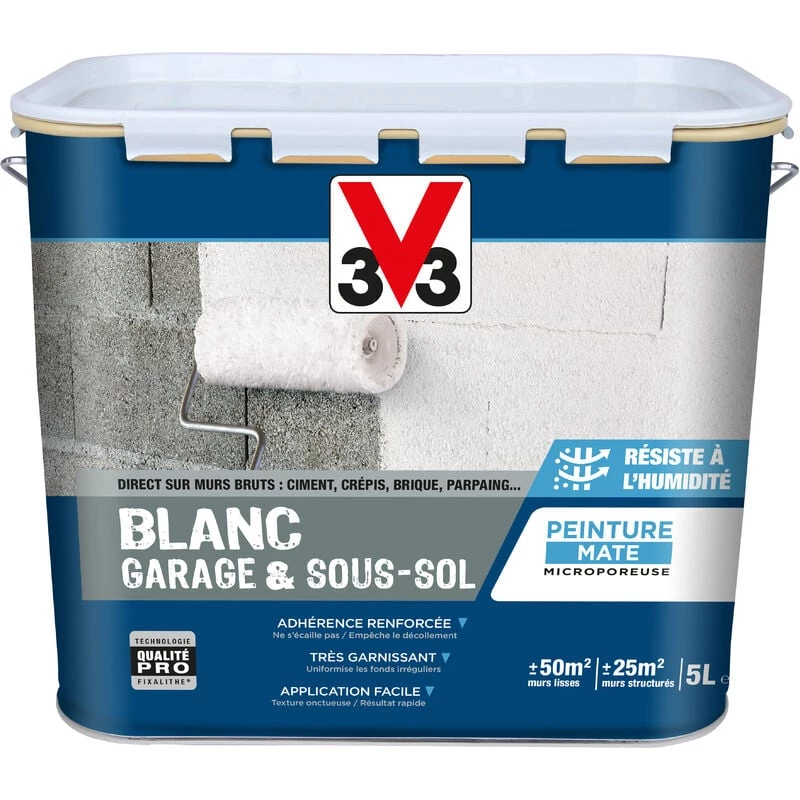Peinture Mur V33 Garage&sous-sol Blanc Mat, 5 L 3 Peinture Mur V33 Garage&sous-sol Blanc Mat, 5 L