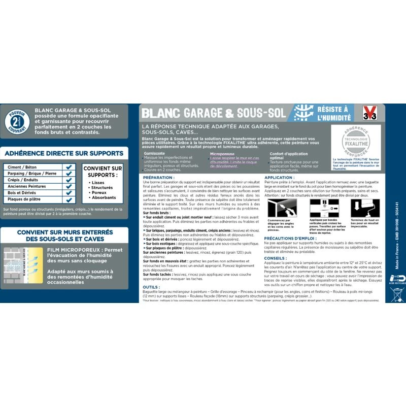 Peinture Mur V33 Garage&sous-sol Blanc Mat, 5 L 6 Peinture Mur V33 Garage&sous-sol Blanc Mat, 5 L – Image 4