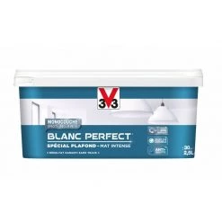 V33 Peinture Plafond Monocouche Blanc Perfection® Mat Blanc | 2,5 L Finition : Mat - Blanc