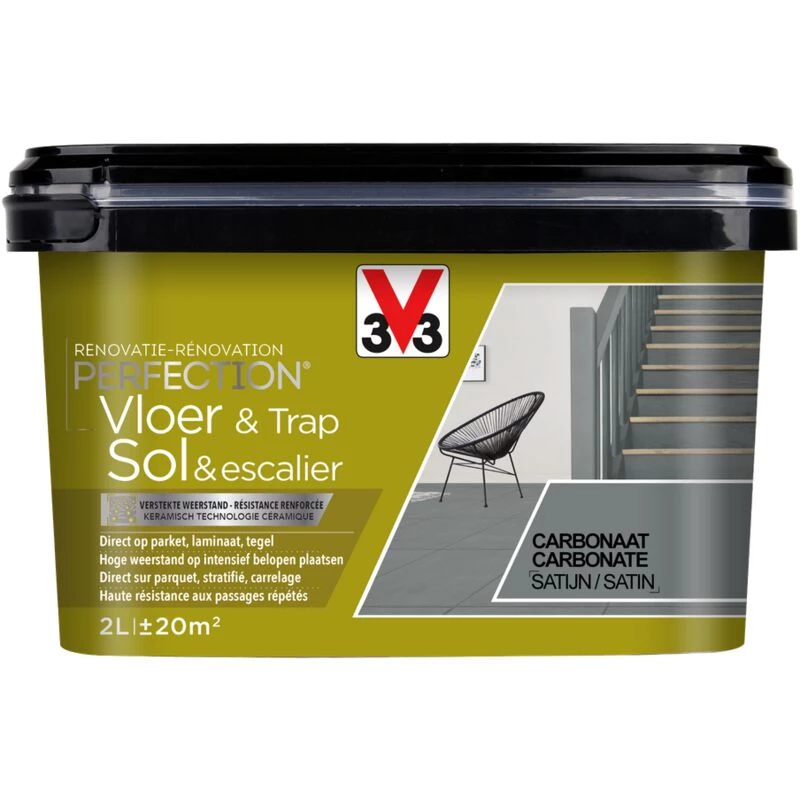 Peinture Sol Et Escalier V33 Rénovation Perfection Carbonate Satiné 2L - Carbonate 3 Peinture Sol Et Escalier V33 Rénovation Perfection Carbonate Satiné 2L - Carbonate