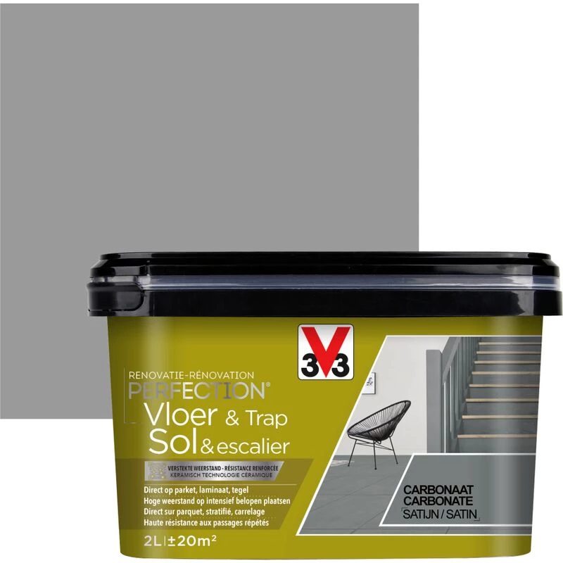 Peinture Sol Et Escalier V33 Rénovation Perfection Carbonate Satiné 2L - Carbonate 4 Peinture Sol Et Escalier V33 Rénovation Perfection Carbonate Satiné 2L - Carbonate – Image 2