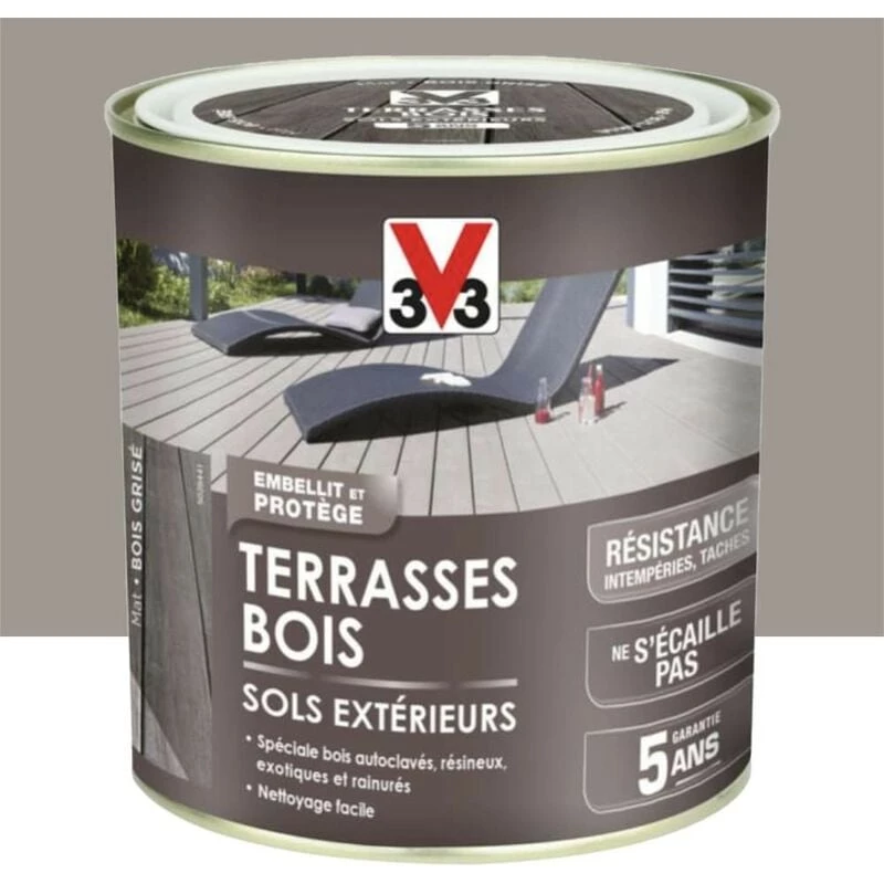 Peinture Sol V33 Terrasses Bois Sols Extérieurs Bois Grisé 0,5 L 3 Peinture Sol V33 Terrasses Bois Sols Extérieurs Bois Grisé 0,5 L