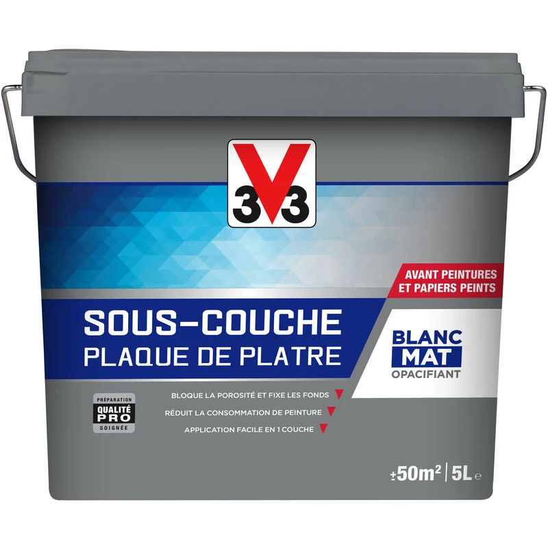 Sous-couche Intérieure Plaque De Plâtre Blanc Mat 5L V33 3 Sous-couche Intérieure Plaque De Plâtre Blanc Mat 5L V33