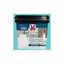 V33 Déco LAB Peinture Salle De Bain 100% Etanche Bleu D'été 0,75 L - Bleu D'été