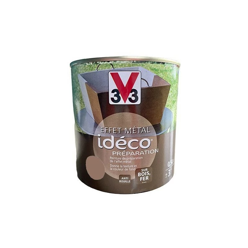 V33 Effet Métal Idéco Préparation Cuivre Patiné 0,5 L - Cuivre Patiné 3 V33 Effet Métal Idéco Préparation Cuivre Patiné 0,5 L - Cuivre Patiné
