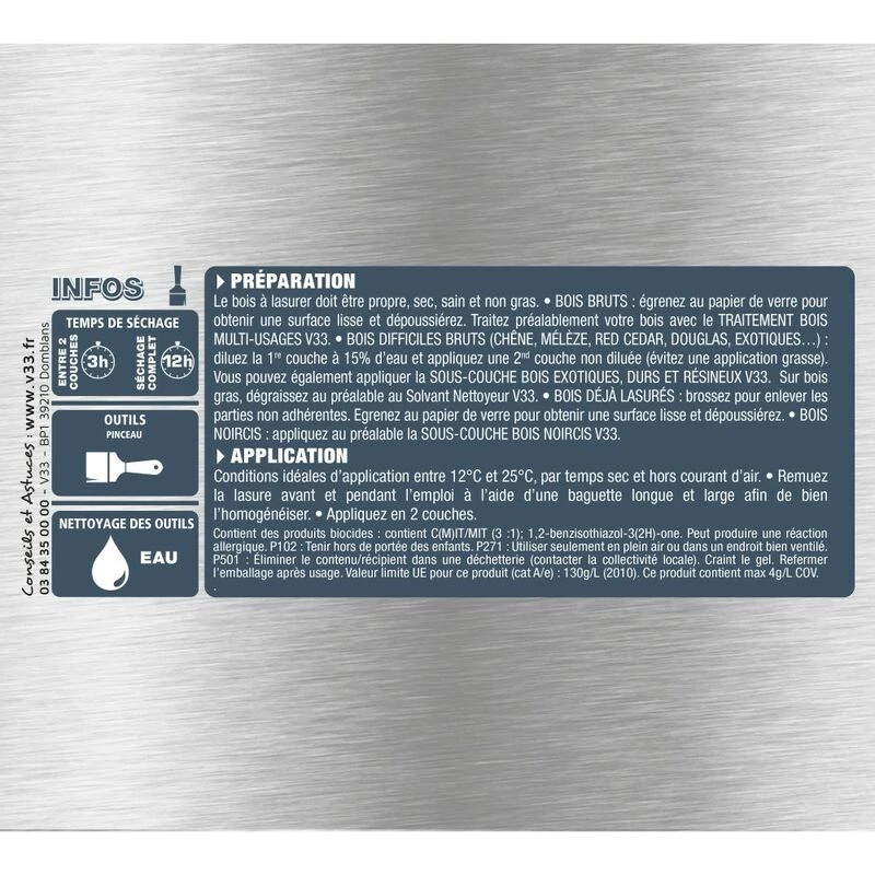 V33 Lasure V33 Hp Les Contemporaines 8 Ans Chêne Graphite Satiné 0.125 L 7 V33 Lasure V33 Hp Les Contemporaines 8 Ans Chêne Graphite Satiné 0.125 L – Image 5