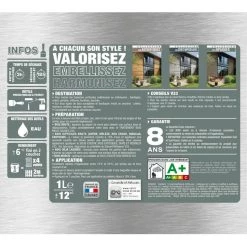 V33 Lasure V33 Hp Les Opaques 8 Ans Poivre Satiné 1 L -V33 Soldes v33 lasure v33 hp les opaques 8 ans poivre satine 1 l L 821 35524221 5