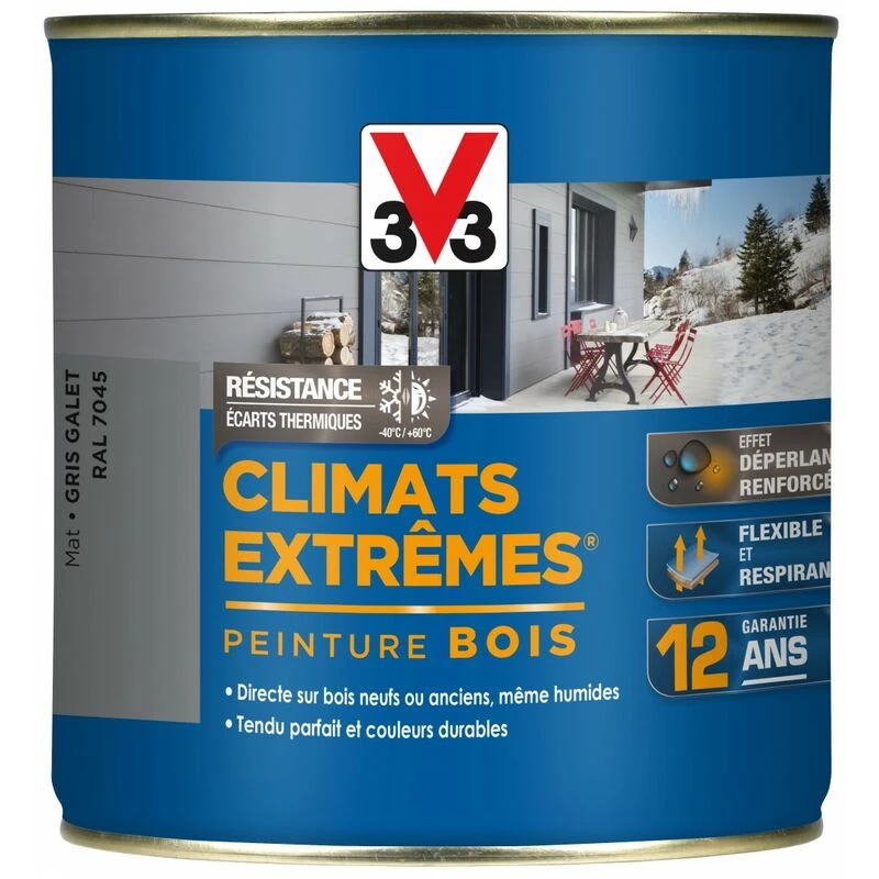 V33 Peinture Bois Extérieur Climats Extrêmes® V33, Gris Galet Mat 0.5 L 5 V33 Peinture Bois Extérieur Climats Extrêmes® V33, Gris Galet Mat 0.5 L – Image 3