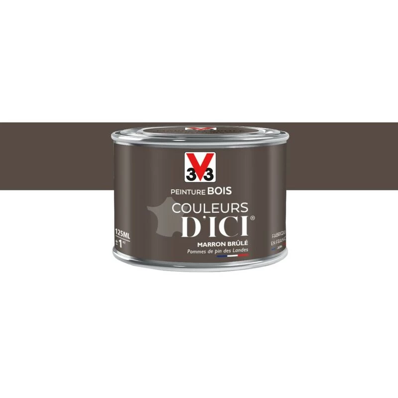 V33 Peinture Bois Extérieur Couleurs D'ici® V33, Marron Brûlé Velours 0.125 L 3 V33 Peinture Bois Extérieur Couleurs D'ici® V33, Marron Brûlé Velours 0.125 L