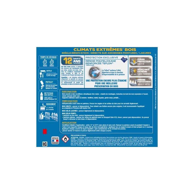 V33 Peinture Climats Extrêmes Blanc Brillant 0,5 L - Blanc 4 V33 Peinture Climats Extrêmes Blanc Brillant 0,5 L - Blanc – Image 2