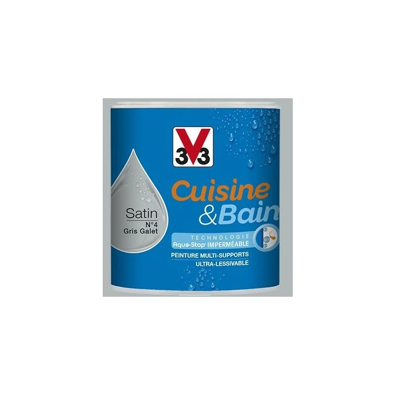 V33 Peinture Cuisine & Bain Gris Galet N°4 0,5 L - Gris Galet 3 V33 Peinture Cuisine & Bain Gris Galet N°4 0,5 L - Gris Galet