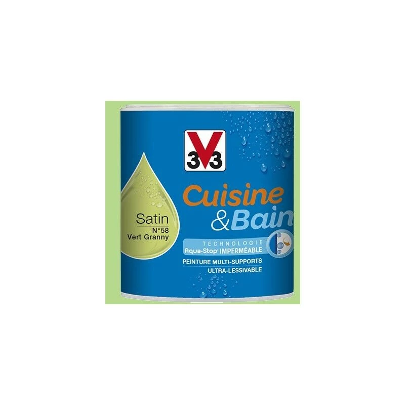 V33 Peinture Cuisine & Bain Vert Granny N°58 0,5 L - Vert Granny 3 V33 Peinture Cuisine & Bain Vert Granny N°58 0,5 L - Vert Granny