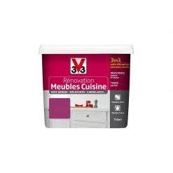 V33 Rénovation Meubles Cuisine (Bois Vernis-Mélaminés-Stratifiés) Satin Fuchsia 0,75 L - Fuschia