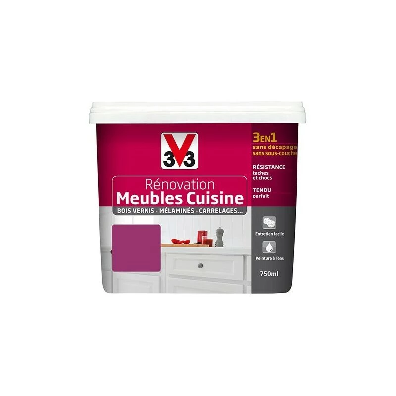 V33 Rénovation Meubles Cuisine (Bois Vernis-Mélaminés-Stratifiés) Satin Fuchsia 0,75 L - Fuschia 3 V33 Rénovation Meubles Cuisine (Bois Vernis-Mélaminés-Stratifiés) Satin Fuchsia 0,75 L - Fuschia