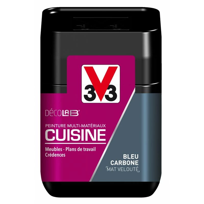 V33 Testeur Peinture Cuisine Meuble Et Crédence Décolab® V33 Bleu Carbone Mat 0.075l 6 V33 Testeur Peinture Cuisine Meuble Et Crédence Décolab® V33 Bleu Carbone Mat 0.075l – Image 4